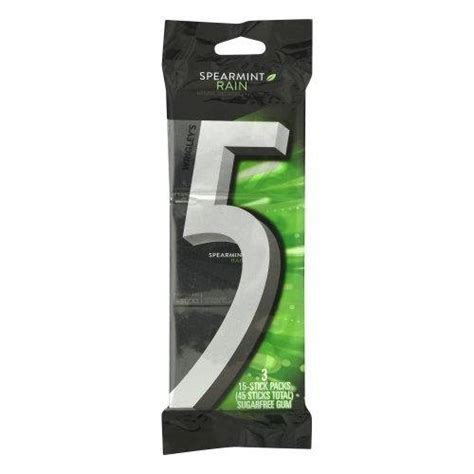 5 5 Gum Rain Spearmint - 3-Pack, 15 Pieces Each - Grocery Heart