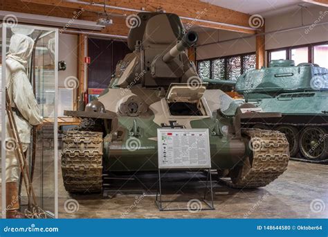 Parola, Finland - May 2, 2019: Tank Museum in the City of Parola. Soviet Tank T-34 of 1941 ...