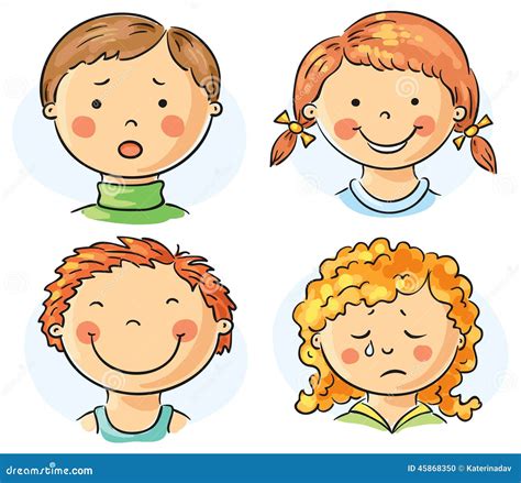 Kids faces stock vector. Image of happy, sketch, emotions - 45868350