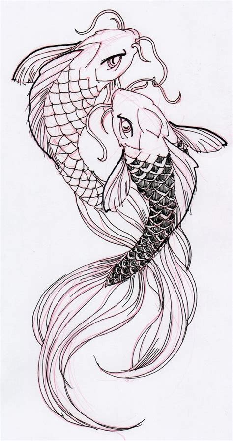 Two cool Koi Fish Ink Drawing | Koi fish drawing, Koi tattoo design ...