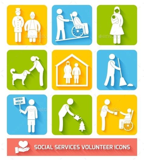 Social Services Icons Set Flat | Service icon, Service illustration ...