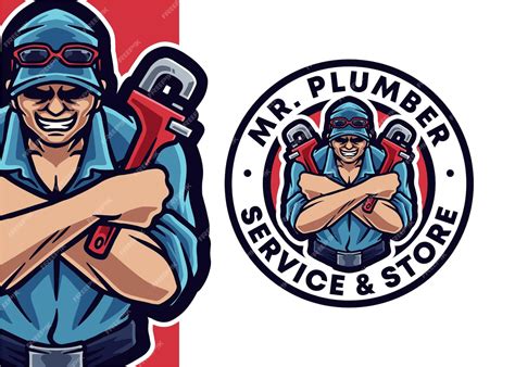 Premium Vector | Plumber mascot logo illustration