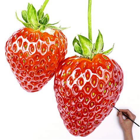 How to paint strawberries (big ones) in watercolour - Anna Mason Art