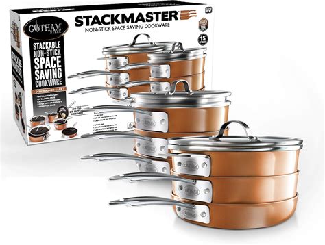 GOTHAM STEEL 2741 Stackable Pots and Pans Set StackMaster, Aluminum, Black: Amazon.co.uk ...