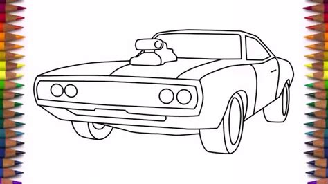 How to draw a car Dodge Charger 1970 step by step for b... | Doovi