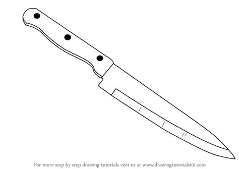 Learn How to Draw a Kitchen Knife (Everyday Objects) Step by Step : Drawing Tutorials