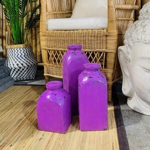 PURPLE POTTERY VASE Set , Purple Vase Set, Purple Ceramic Vase Set, 3 ...