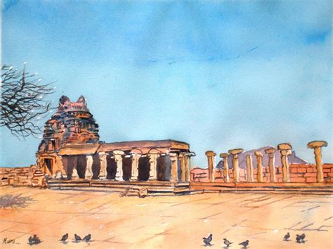 Murugesan's Watercolour Adventures: Paintings from our trip to Hampi, Karnataka, India