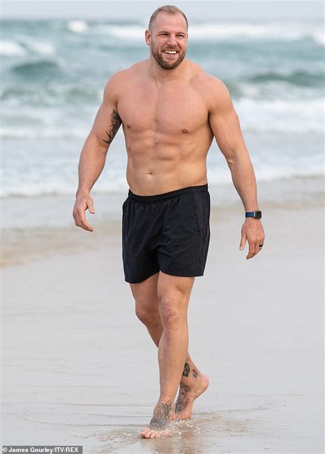 James Haskell shows off his taut physique as he works out on the beach ...