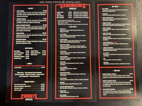 Menu at Chubby's Bronx Deli restaurant, El Paso, Joe Battle Blvd