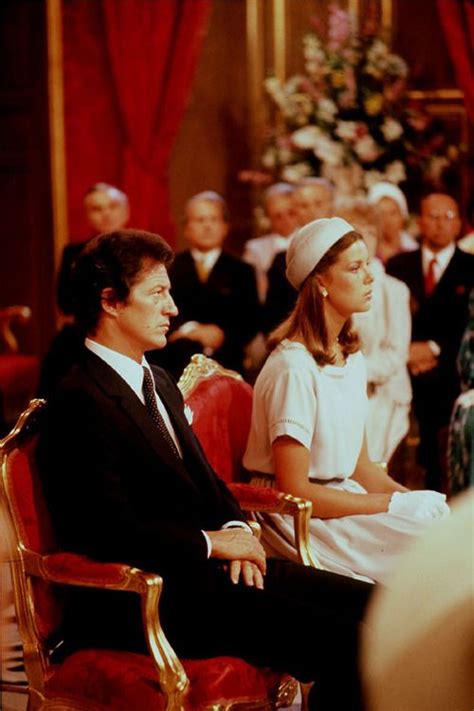 Princess Caroline and her first husband, Philippe Junot, at their civil wedding on June 28, 19 ...