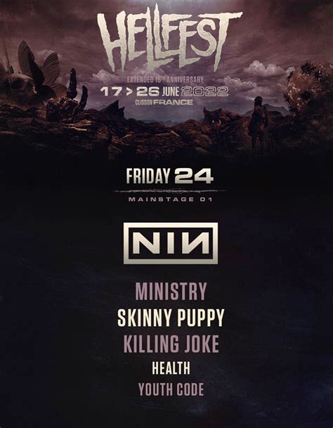 Hellfest 2022 lineup of bands includes Nine Inch Nails, MINISTRY ...