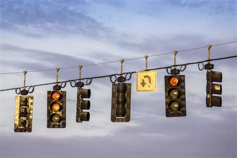 Traffic Lights Hanging Above Street Stock Photo - Image: 30263802