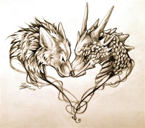 Dragon And Wolf Tattoo Design by Lucky978 on DeviantArt