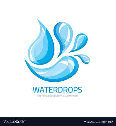 Clear water drops logo sign Royalty Free Vector Image