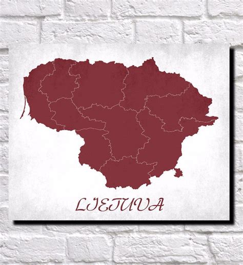 Lithuanian Map Print Outline Wall Map of Lithuania | Wall maps, Map ...