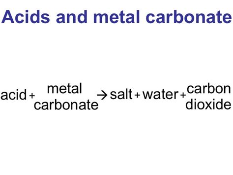 Reaction Between Metal Carbonates With Acid