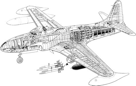 Lockheed P-80 Shooting Star Cutaway Drawing in High quality