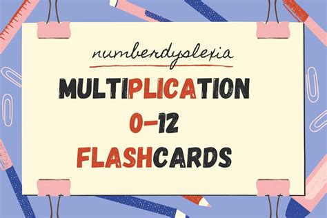 Free Printable Multiplication 0-12 Flashcards with pdf - Number Dyslexia