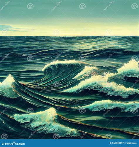 Storm on the sea stock illustration. Illustration of view - 266839297