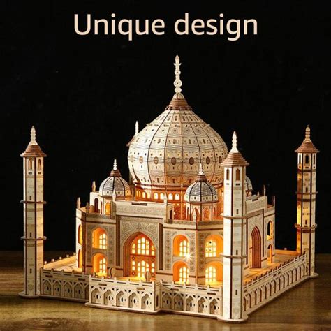 DIY Model Building Kit 388Pcs 3D Mahal Model Puzzle Kit Wooden Taj Mahal Construction Model Kit ...