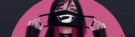 Anime Girl Mask Art 4K wallpaper download