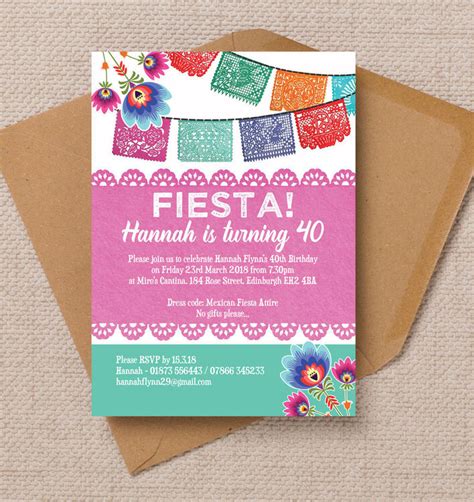 Mexican Fiesta Themed Birthday Party Invitation from £0.90 each