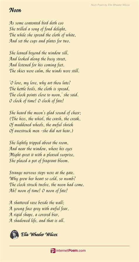 Noon Poem by Ella Wheeler Wilcox