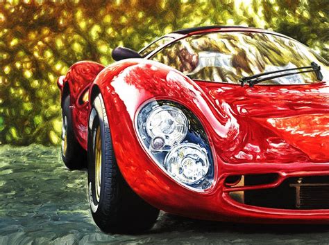 FERRARI 330 P4 - Original Oil Painting on Canvas by Italy's Artist ...