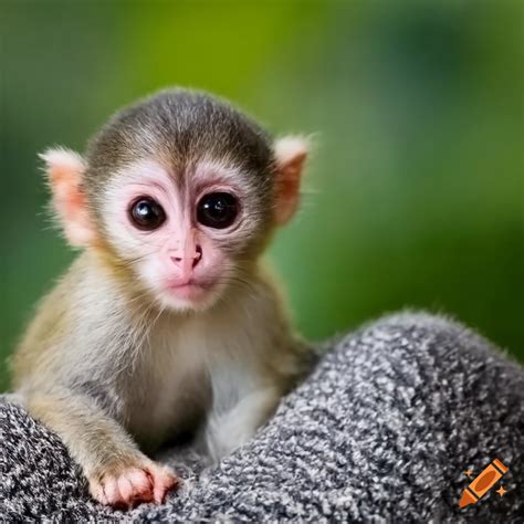 Photograph of a cute monkey sitting on a sofa on Craiyon