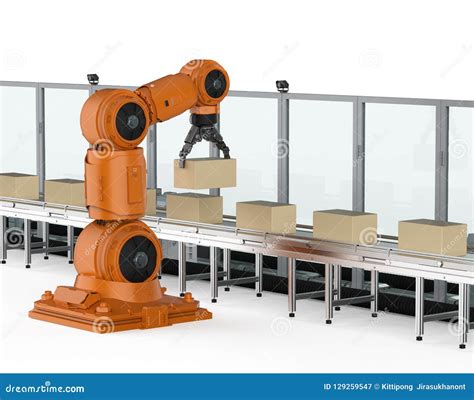 Robot assembly line stock illustration. Illustration of machine - 129259547