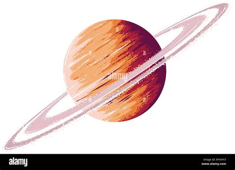 Hand drawn sketch of planet saturn in color, isolated on white ...