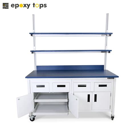 Lab Workbench With Sliding Shelves - Epoxytops