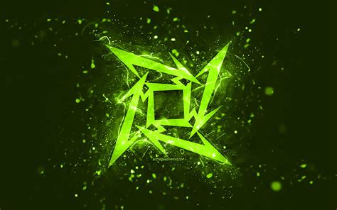 Metallica lime logo, , lime neon lights, creative, lime abstract background, Metallica logo ...