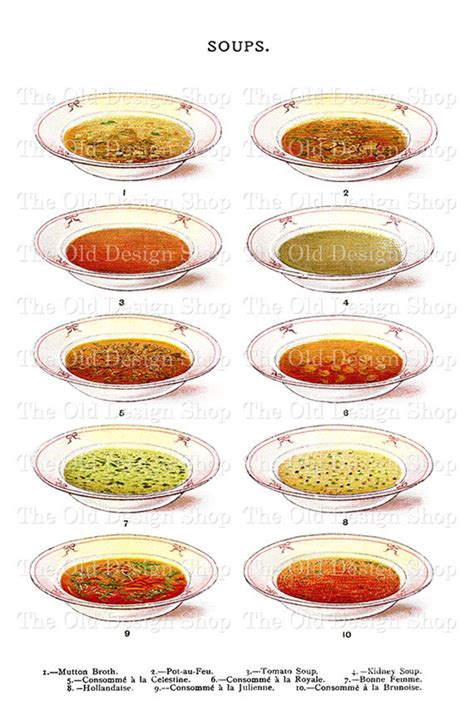 Soup in Bowls Clip Art Vintage Printable Food Mrs Beeton - Etsy