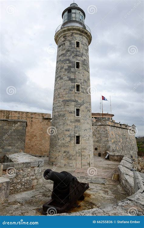 Lighthouse of El Morro Castle at Havana Stock Photo - Image of spanish, flag: 66255836