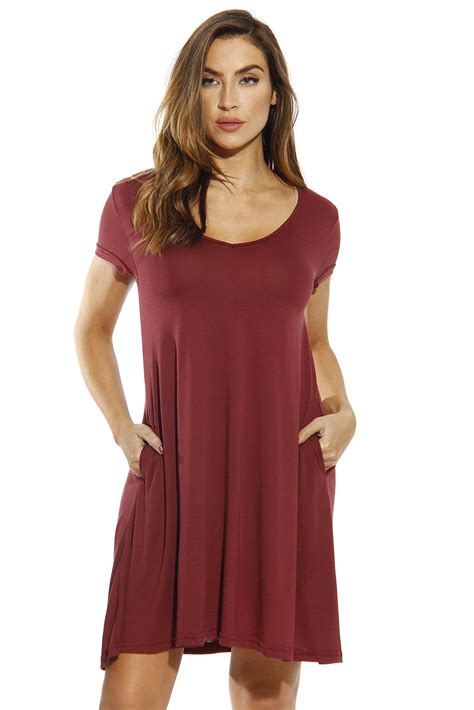 Just Love Modal Trapeze Dress / Dresses for Women (Burgundy, Large) - Walmart.com