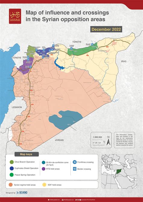 Map of influence and crossings in the Syrian opposition areas