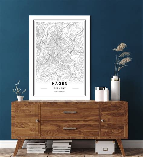 Hagen Germany Map Print Custom Map Print Hagen City Map | Etsy