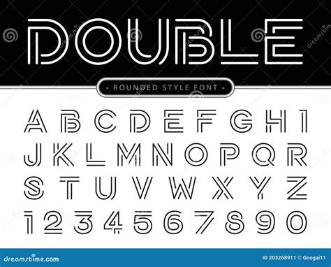 Double Line Retro Style Trendy Font. Cartoon Vector | CartoonDealer.com #43601323