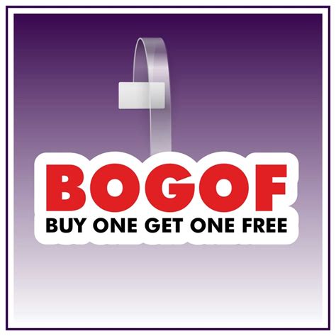 Bogof Buy One Get One Free - 135mm x 49mm Shaped Shelf Wobbler