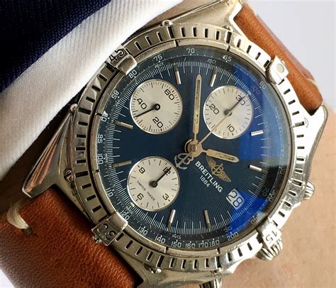 Serviced Breitling Chronomat Vintage Automatic Blue Dial | Vintage Portfolio