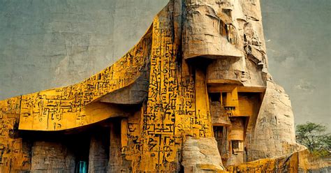 AI fuses pharaonic architecture modules + abstract expressionism