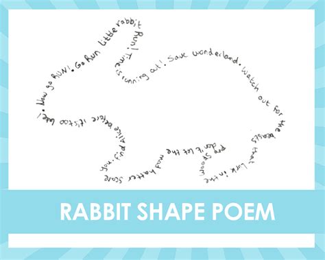 Alice in the wonderland shape poetry writing activity rabbit shape poem Poetry Writing ...