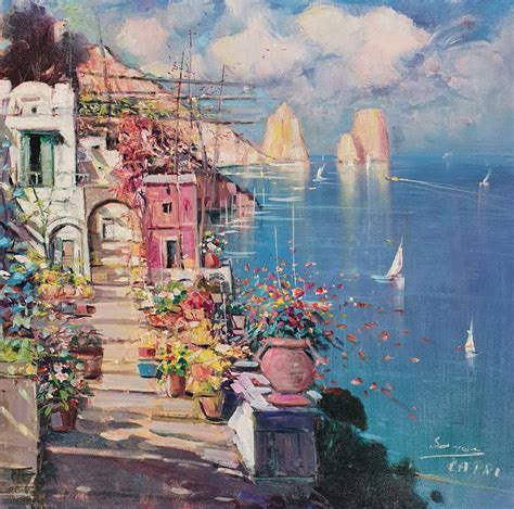 Mario Sanzone 'Capri' Italy Painting - No Naked Walls