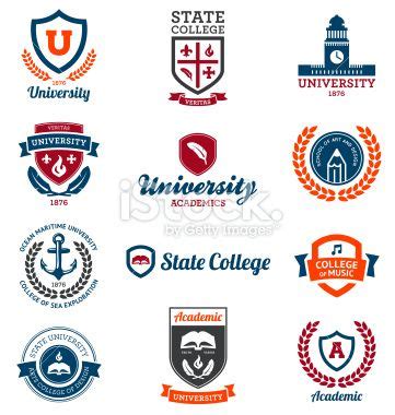 Set of university and college school crests and emblems. | University ...