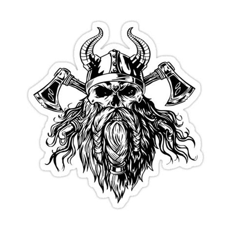 "Viking Skull With Beard " Sticker for Sale by PatrickPOD | Viking warrior tattoos, Viking skull ...