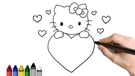 How to Draw Hello Kitty for Valentine's day ★ Drawing for kids Tutorial ...