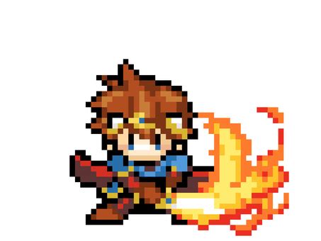 Free Vectors | pixel art hero flame sword