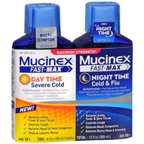 Mucinex Fast-Max Severe Cold and Cold & Flu Liquids, Day & Night, 12 fl oz Reviews 2021